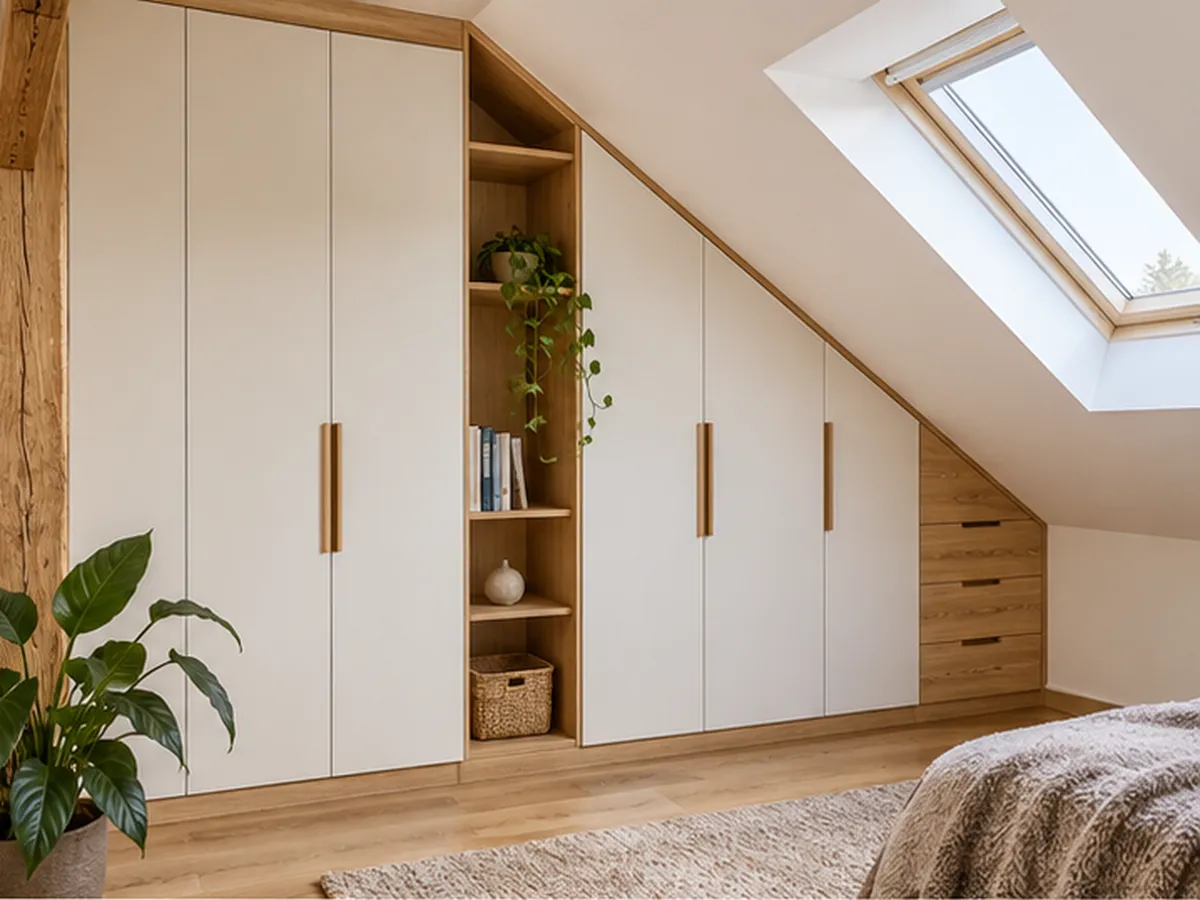 Maßgefertigter Einbauschrank unter einer Dachschräge